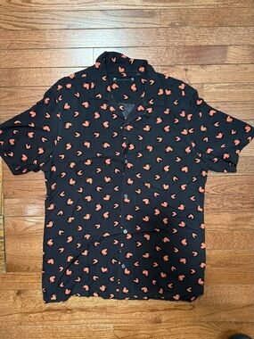 All Saints Romanza Hearts Pattern Viscose Shirt - Medium